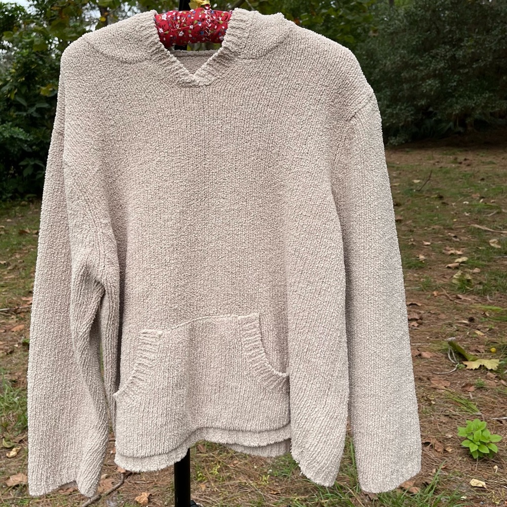 Long sleeve hooded sweater large in cream